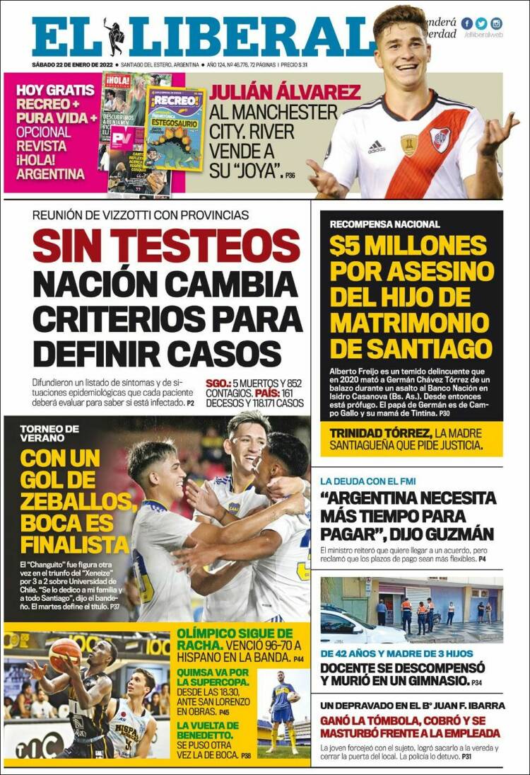 Portada de Diario El Liberal (Argentina)