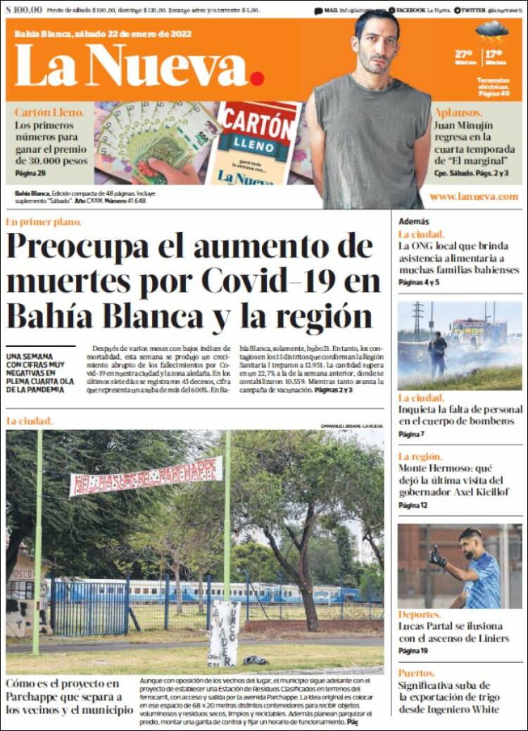 Portada de La Nueva Provincia (Argentina)