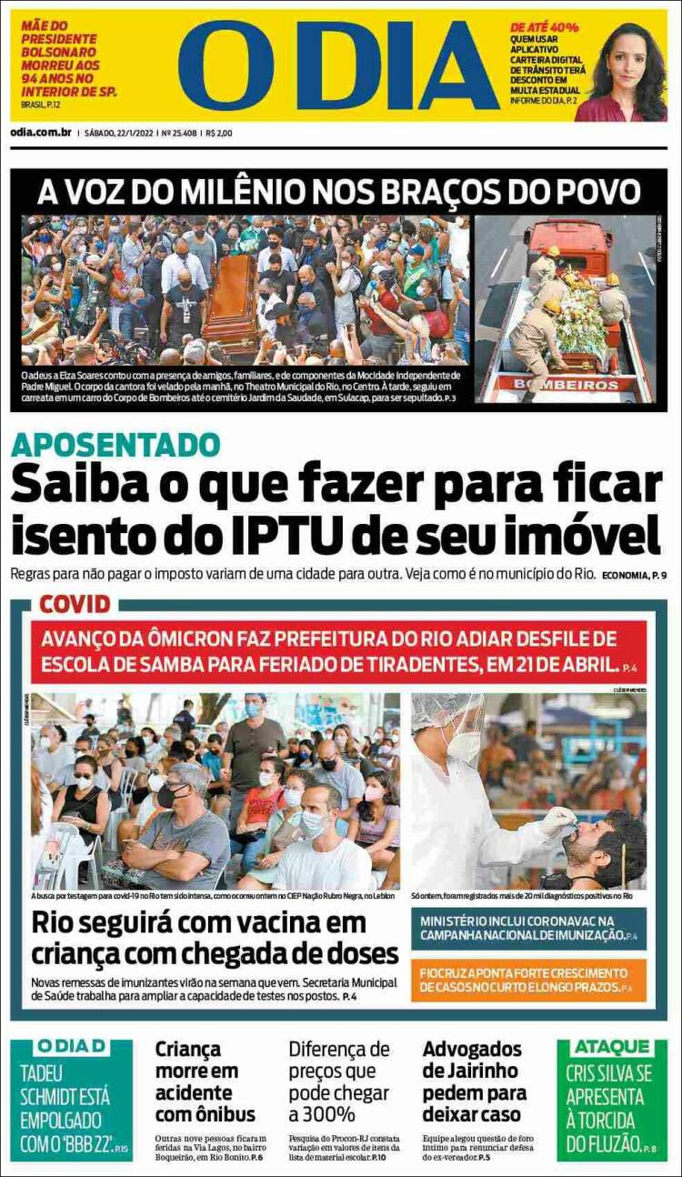 Portada de O Dia (Brasil)