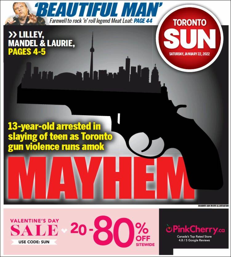 Portada de The Toronto Sun (Canadá)