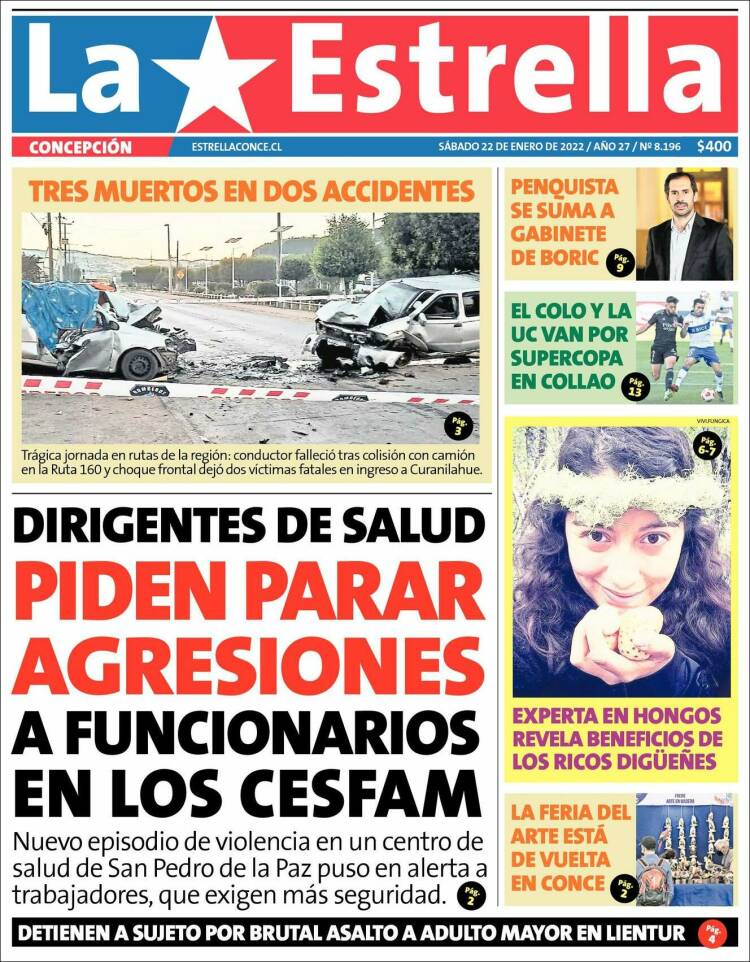 Portada de La Estrella de Concepción (Chile)