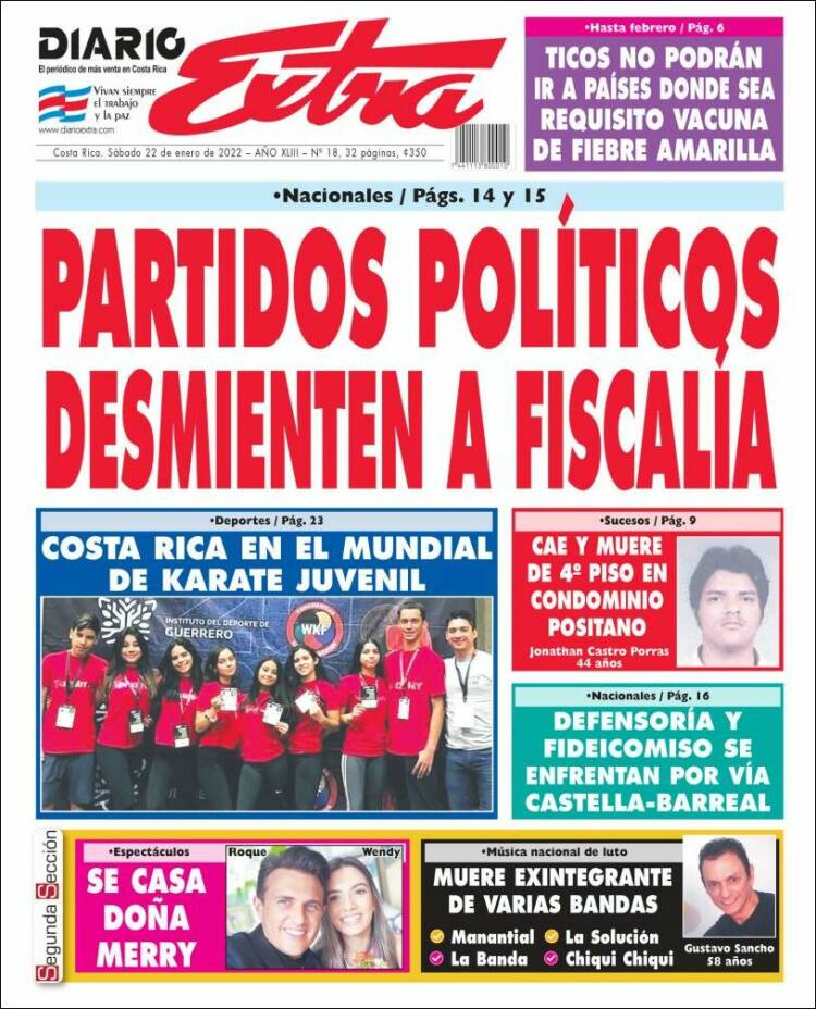 Portada de Diario Extra (Costa Rica)