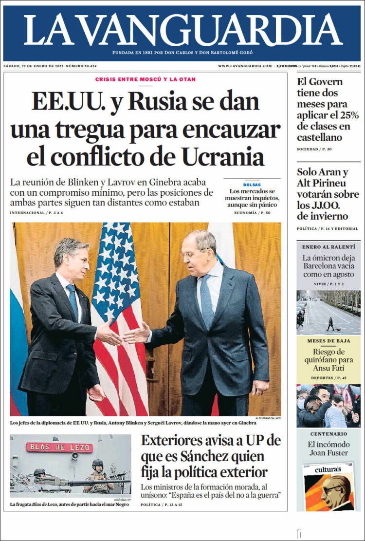 Portada de La Vanguardia (España)