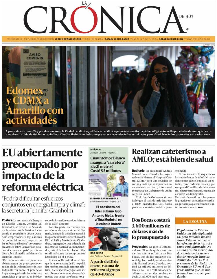 Portada de La Crónica de Hoy (M&eacute;xico)