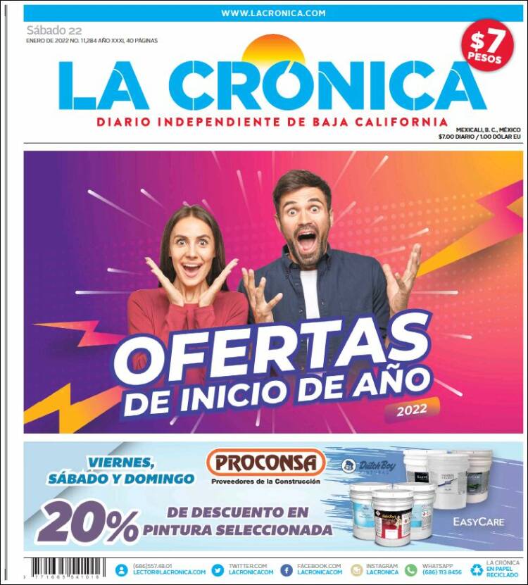 Portada de La Crónica de Baja California (M&eacute;xico)