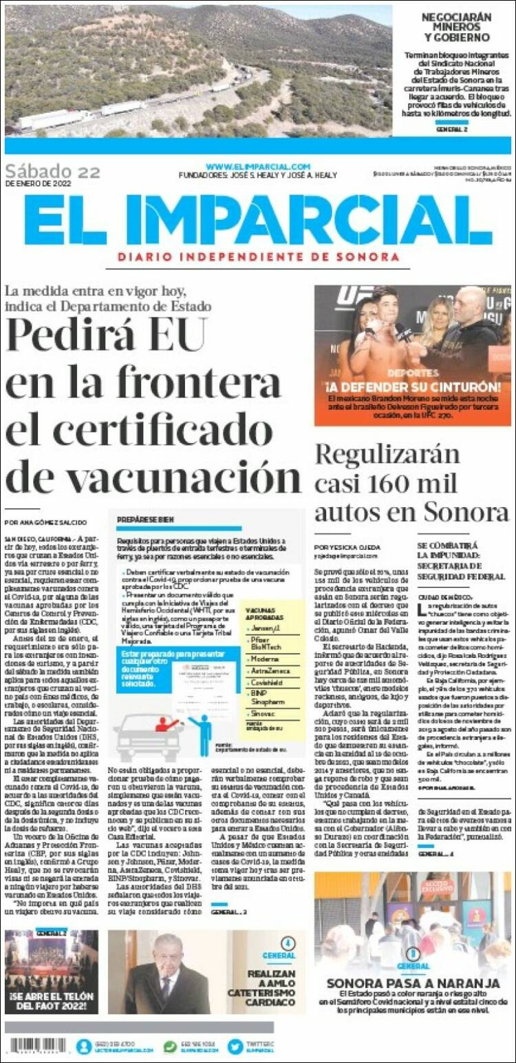Portada de El Imparcial (M&eacute;xico)