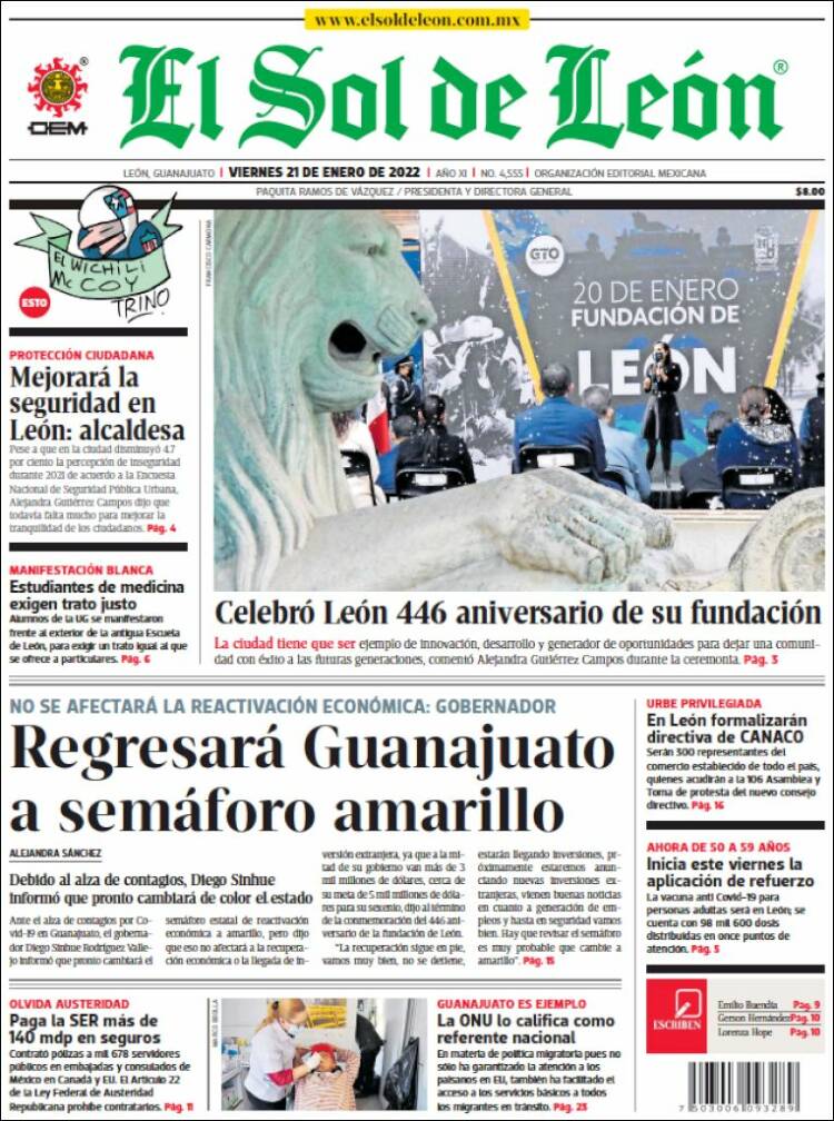 Portada de El Sol de León (M&eacute;xico)