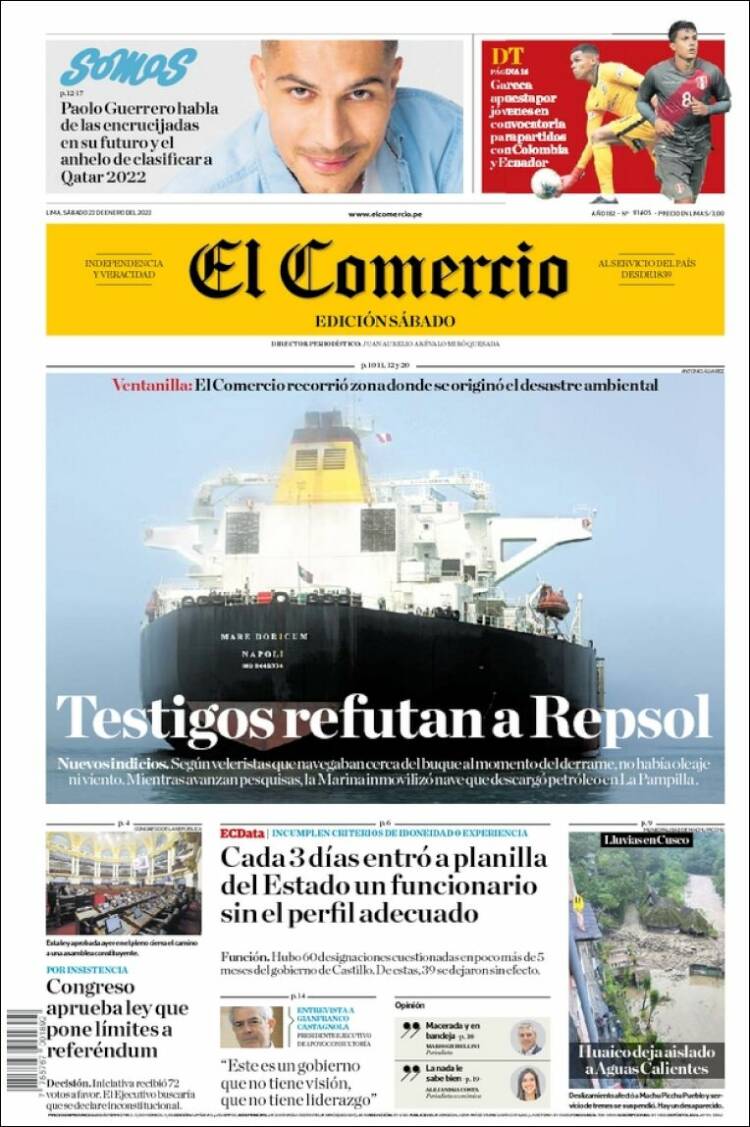 Portada de El Comercio (Perú)