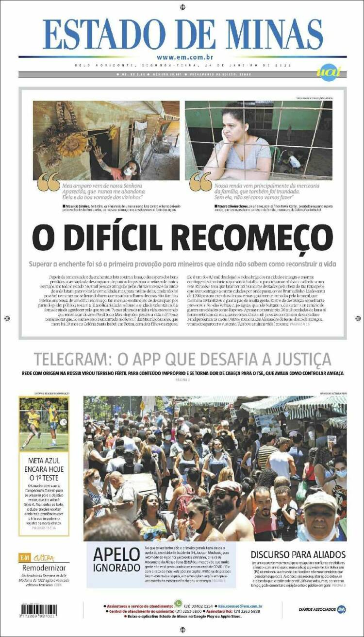 Portada de Jornal Estado de Minas (Brasil)