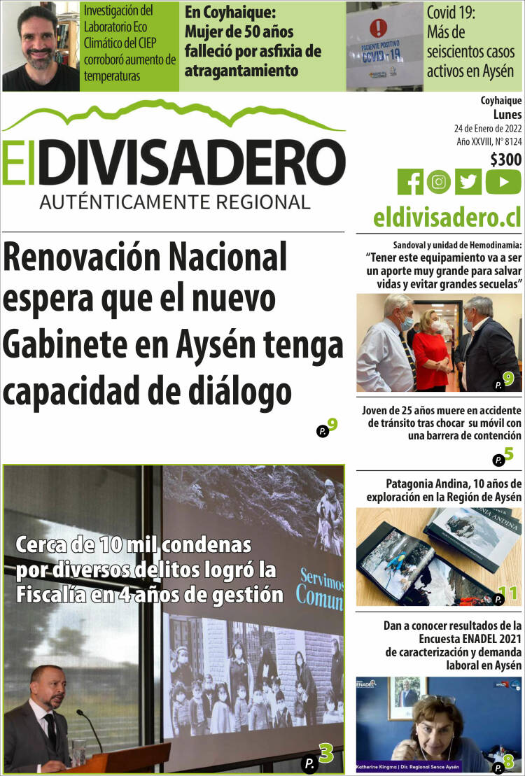 Portada de Diario El Divisadero (Chile)
