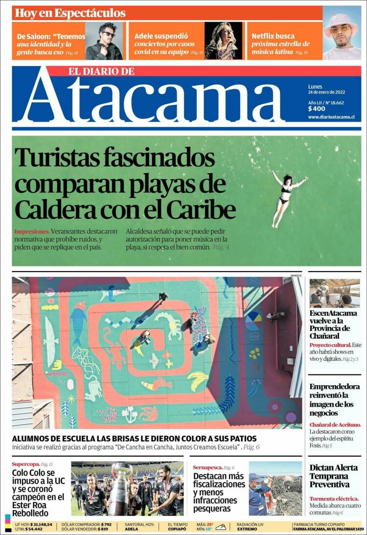 Portada de Diario de Atacama (Chile)
