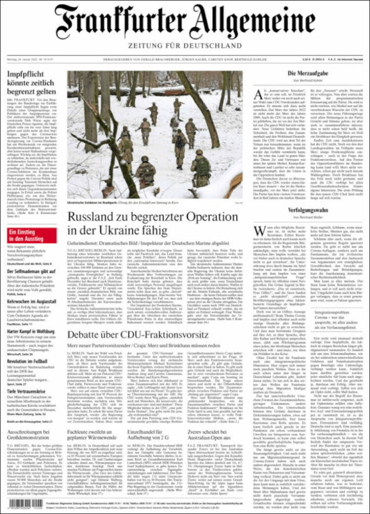 Portada de Frankfurter Allgemeine (Alemania)