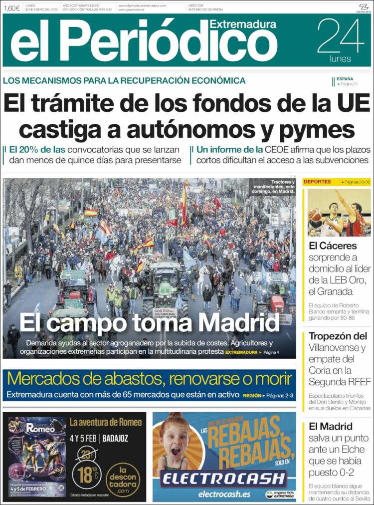 Portada de El Periódico de Extremadura (Espa&ntilde;a)
