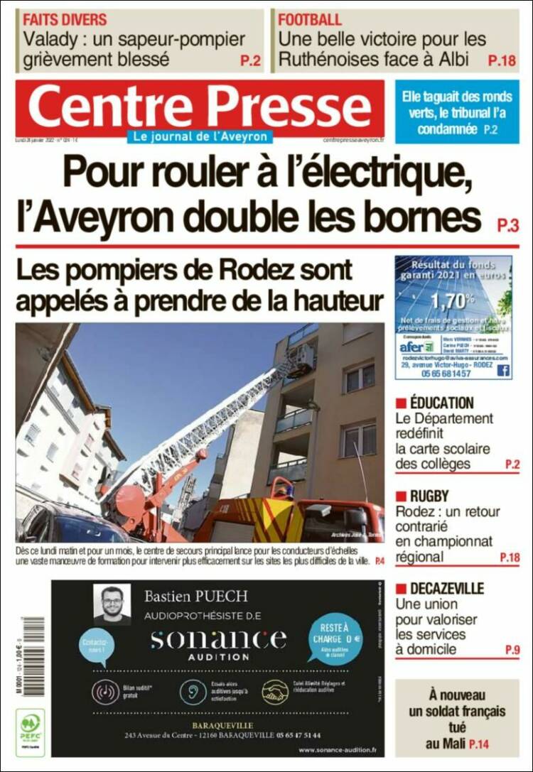 Portada de Centre Presse (Francia)