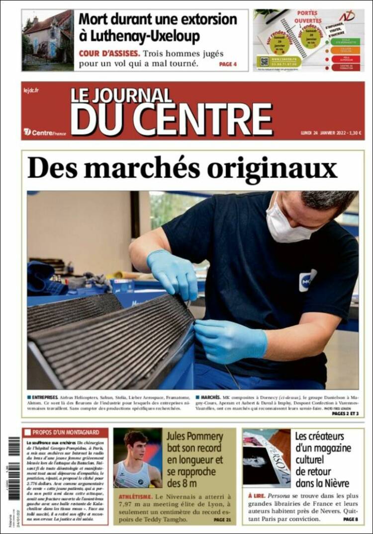 Portada de Le Journal du Centre (Francia)