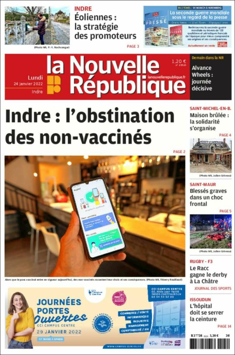 Portada de La Nouvelle Republique (France)