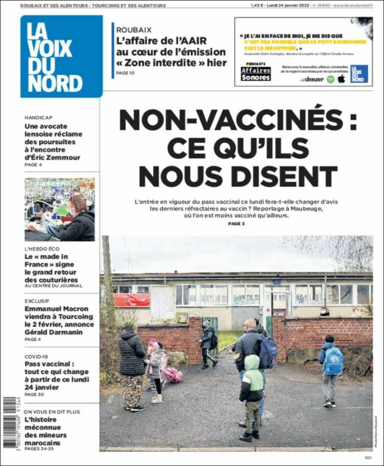 Portada de La Voix du Nord (France)