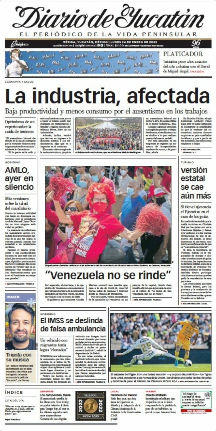 Portada de Diario de Yucatán (M&eacute;xico)