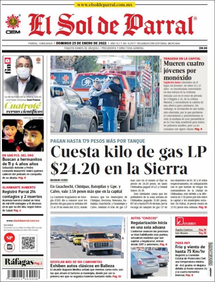 Portada de El Sol de Parral (M&eacute;xico)