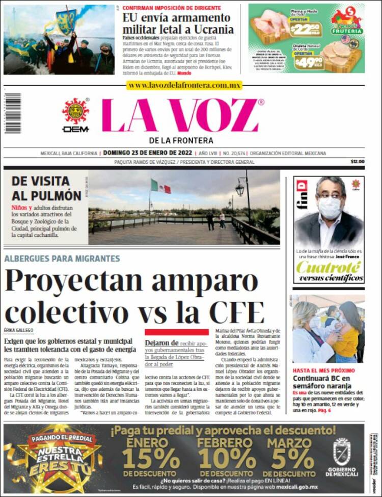 Portada de La Voz de la Frontera (M&eacute;xico)