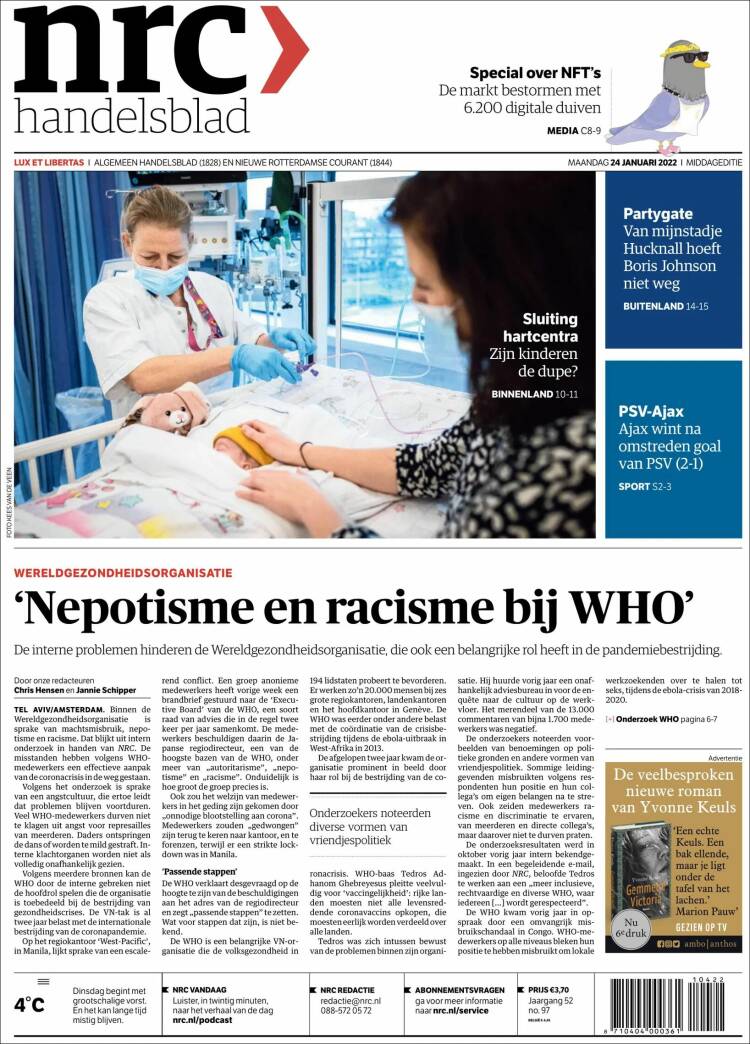 Portada de NRC Handelsblad (Pa&iacute;ses Bajos)