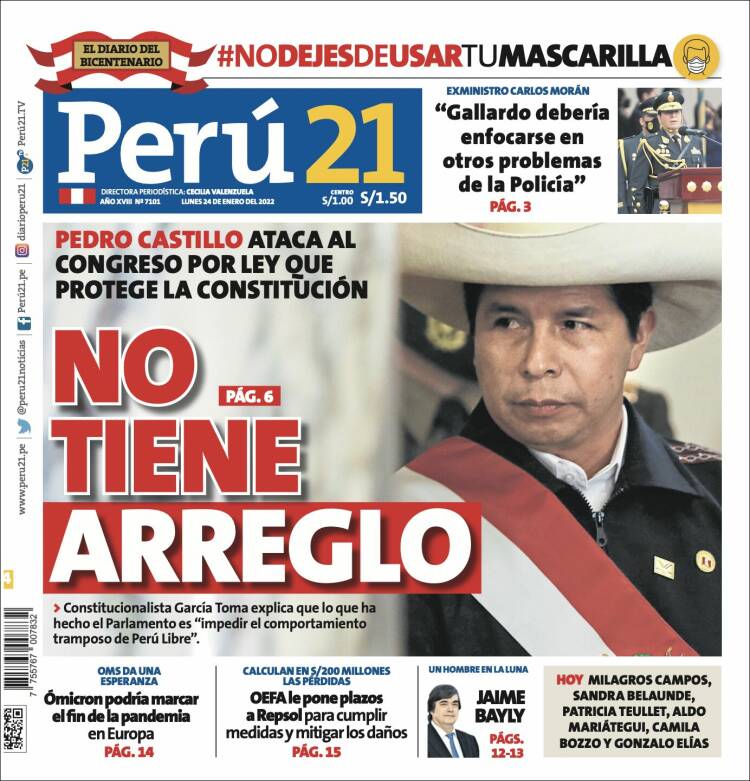 Portada de Perú 21 (Per&uacute;)