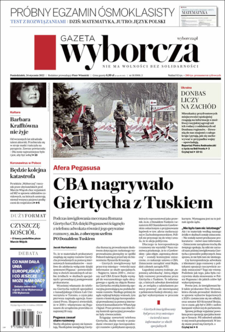 Portada de Gazeta Wyborcza (Polonia)