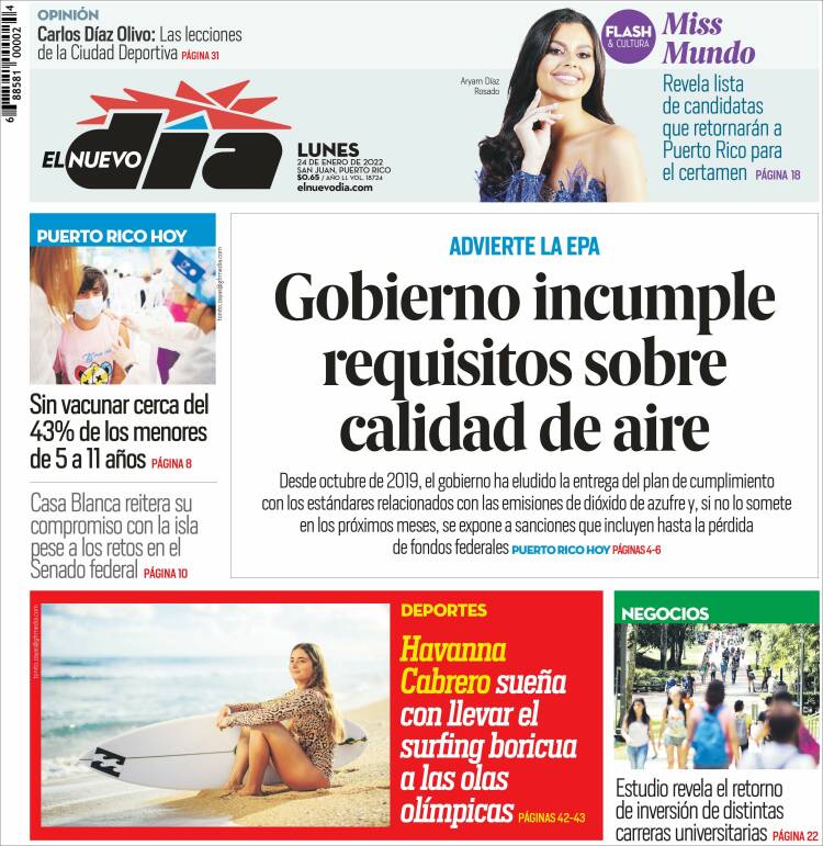 Portada de El Nuevo Día (Puerto Rico)