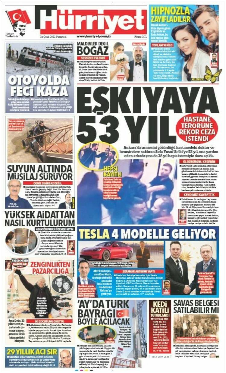 Portada de Hürriyet (Turqu&iacute;a)