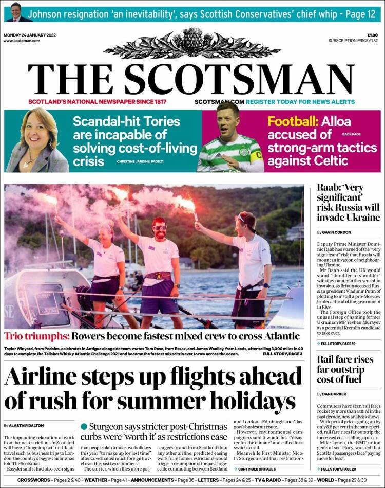 Portada de The Scotsman (Reino Unido)