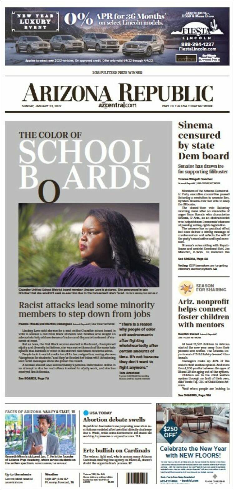 Portada de Arizona Republic News (États-Unis)