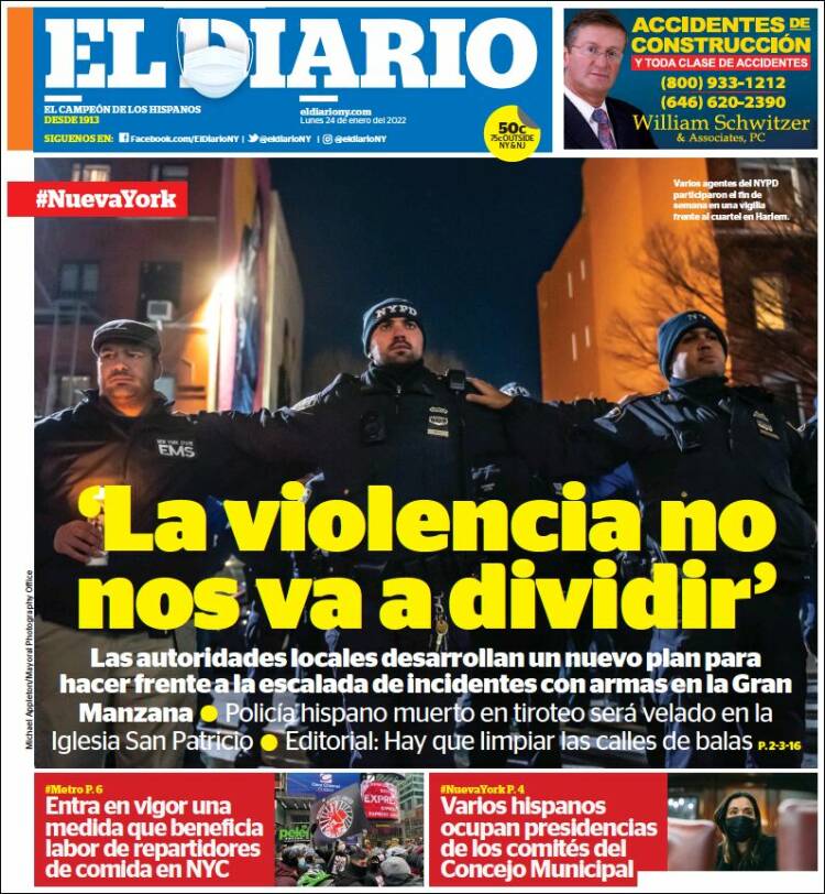 Portada de El Diario NY (États-Unis)