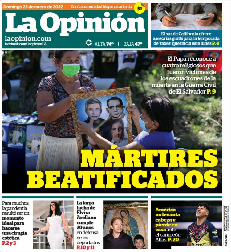 Portada de La Opinión (États-Unis)