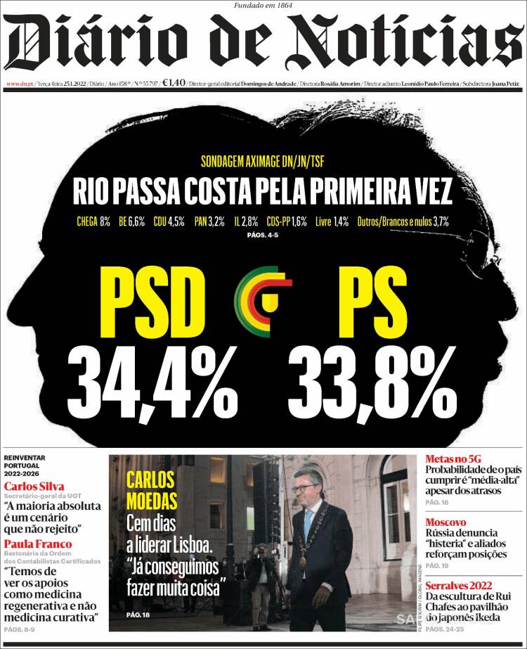 Portada de Diário de Noticias (Portugal)