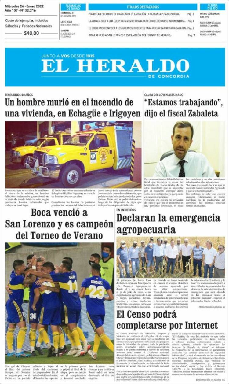 Portada de El Heraldo de Concordia (Argentina)