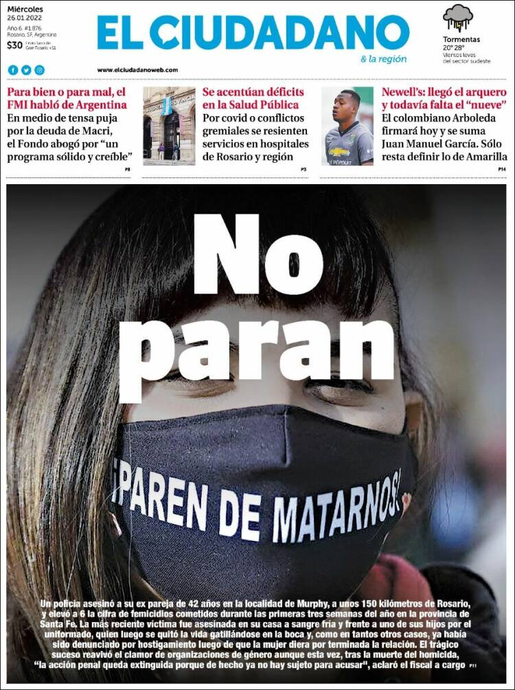 Portada de Diario El Ciudadano (Argentina)