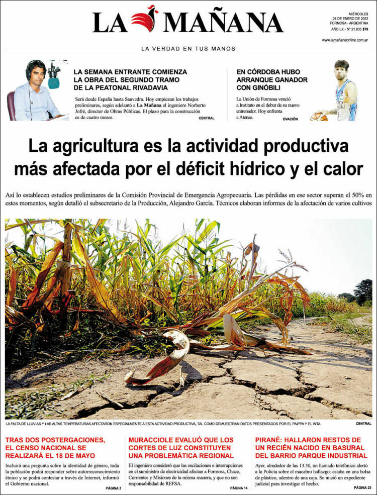Portada de Diario La Mañana (Argentina)