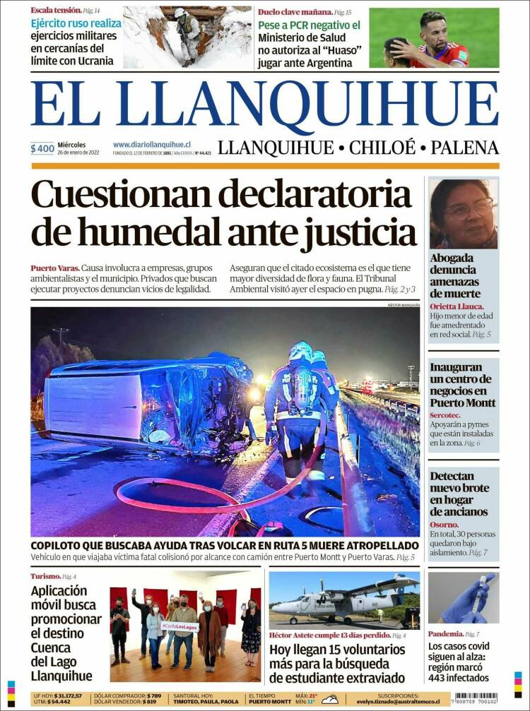 Portada de El Llanquihue (Chile)