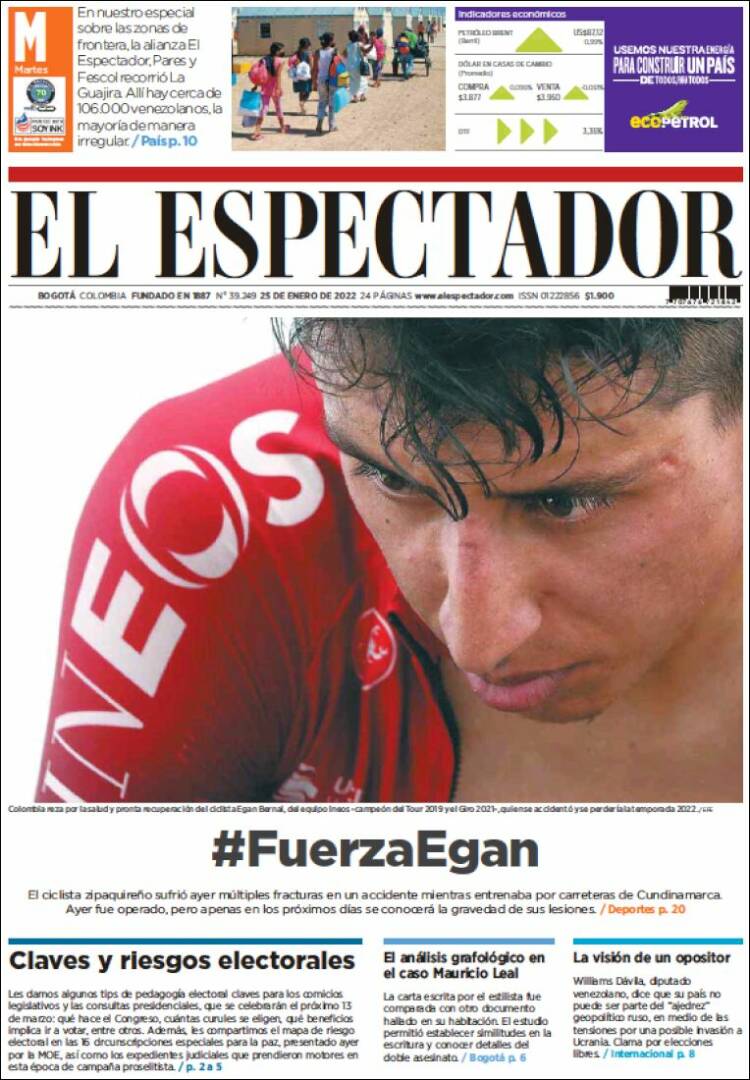 Portada de El Espectador (Colombia)