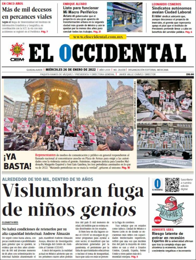 Portada de El Occidental (M&eacute;xico)