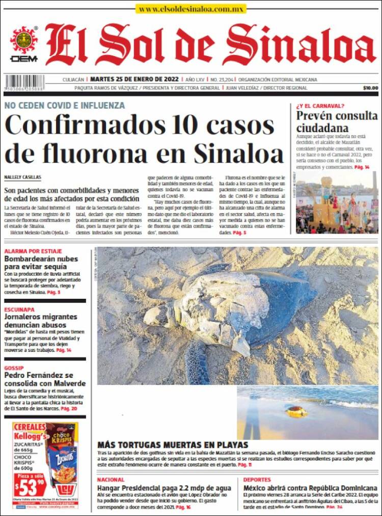 Portada de El Sol de Sinaloa (M&eacute;xico)