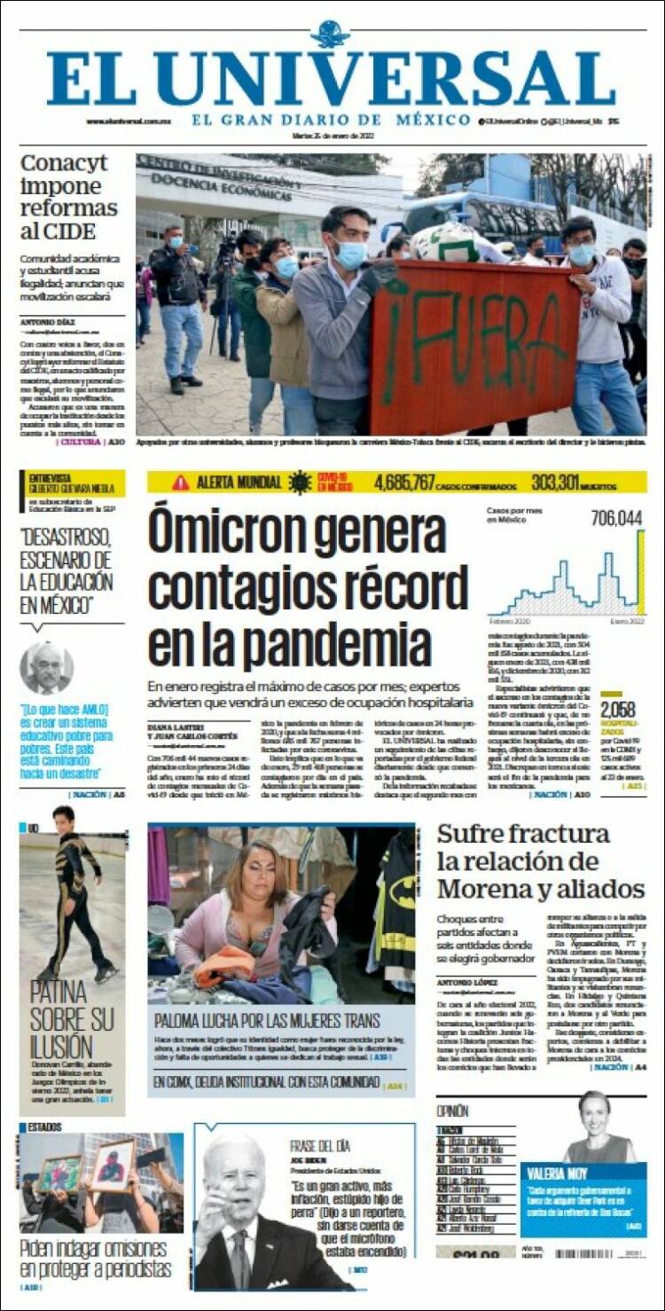 Portada de El Universal (M&eacute;xico)
