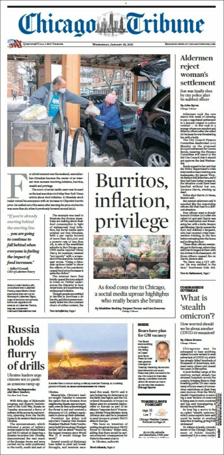 Portada de Chicago Tribune (USA)