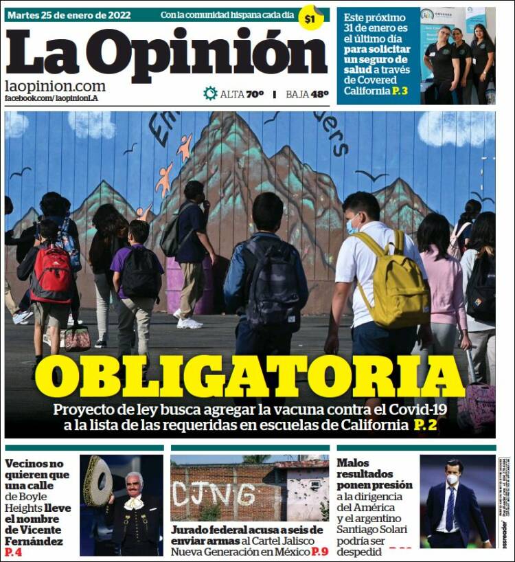 Portada de La Opinión (USA)