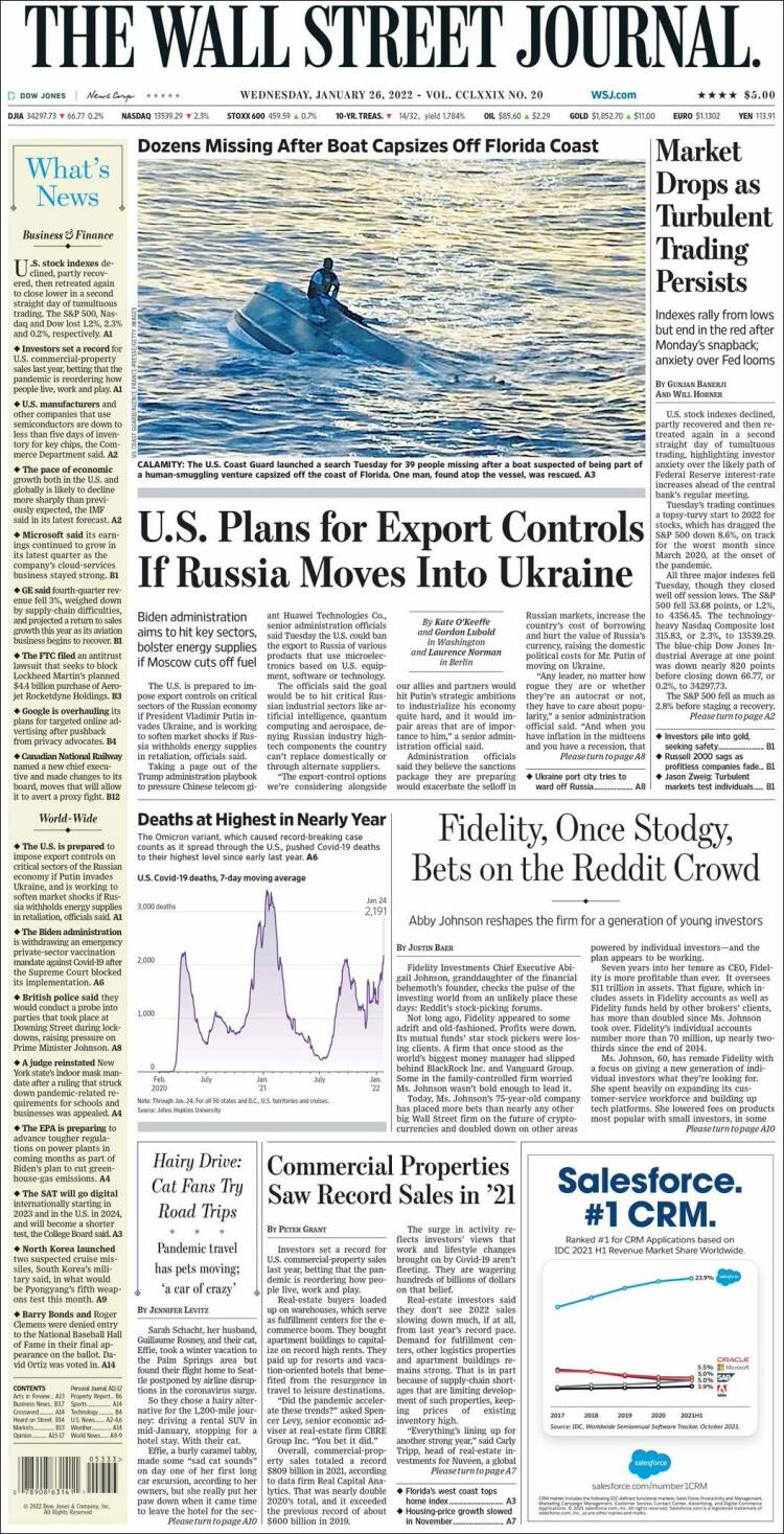 Portada de Wall Street Journal (USA)