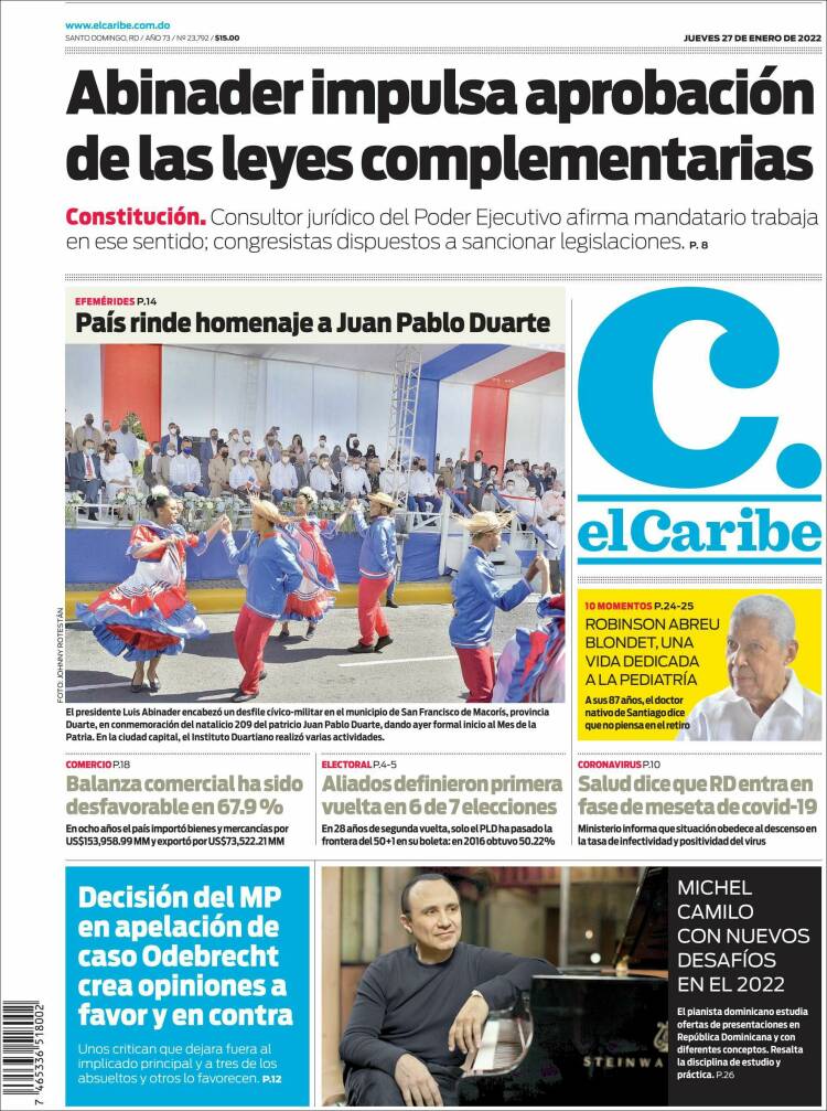 Portada de El Caribe (R. Dominicana)