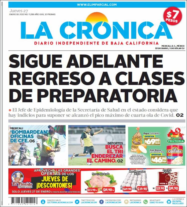 Portada de La Crónica de Baja California (México)