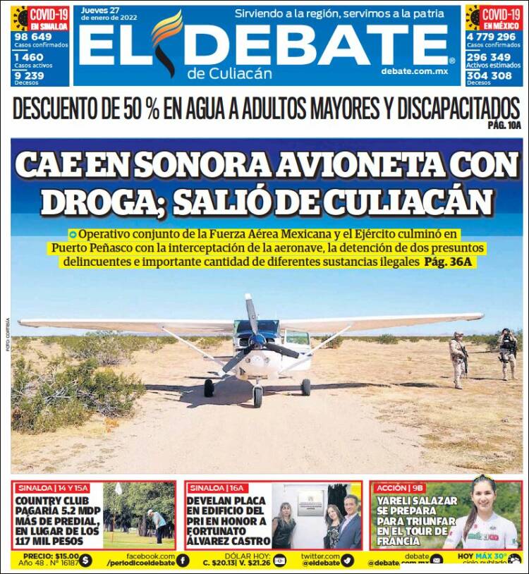 Portada de El Debate de Culiacán (México)