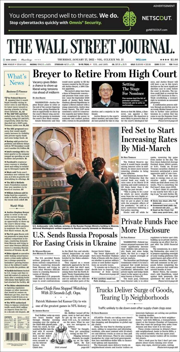 Portada de Wall Street Journal (USA)