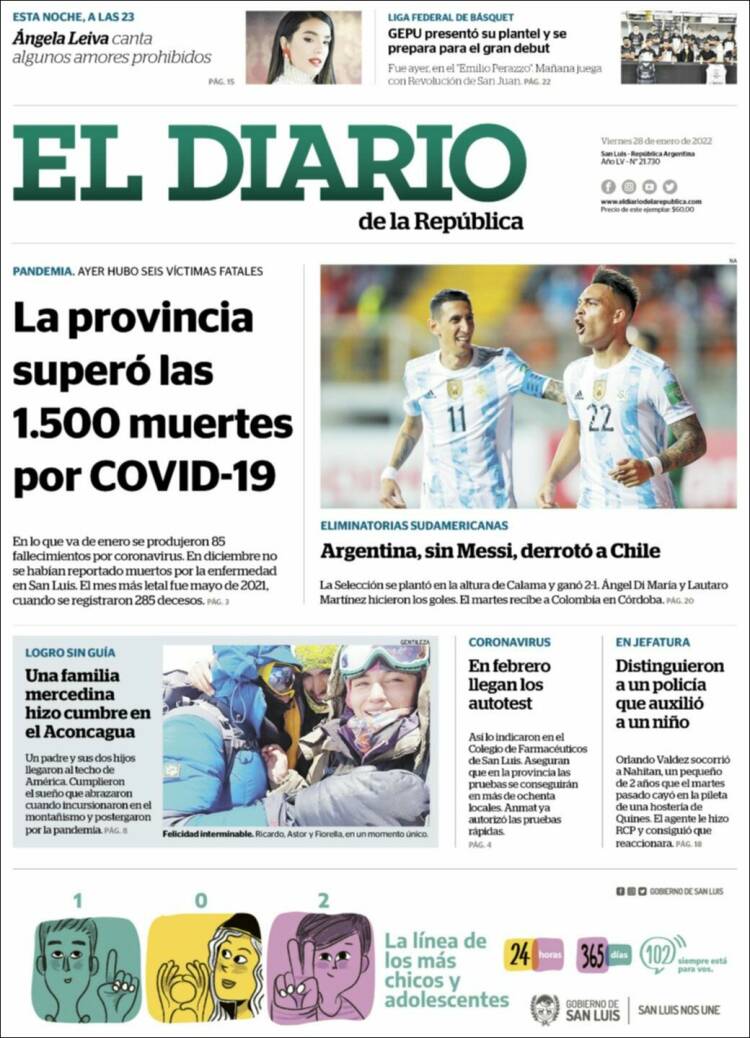 Portada de Diario de la República (Argentina)